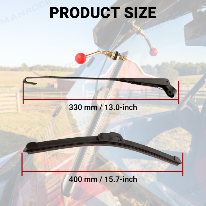 UTV Windshield Wiper Kit Manual Wiper Blade Universal Fit for Polaris / Can-Am