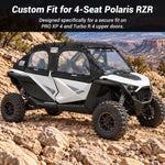 Soft Upper Doors PVC Cab Enclosure Side Windows with Zipper 2PCS for 4-Seat Polaris RZR