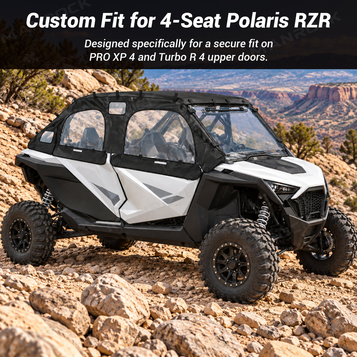 Soft Upper Doors PVC Cab Enclosure Side Windows with Zipper 2PCS for 4-Seat Polaris RZR