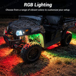 UTV ATV LED Rock Lights Kit RGB Underglow Lights with Bluetooth 4PCS Universal UTV 12V Polaris / Can-Am / Honda / Kawasaki / CFMOTO