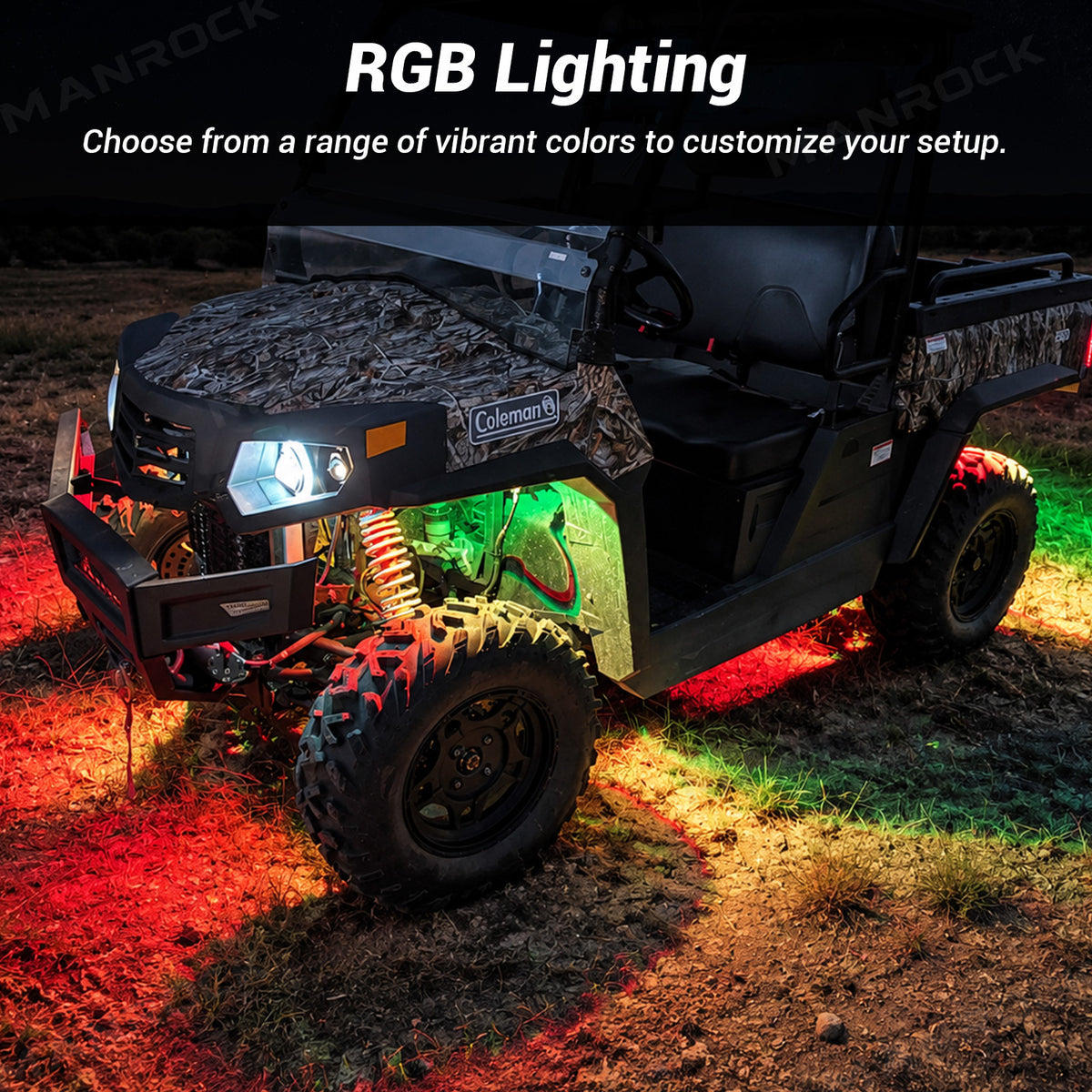 UTV ATV LED Rock Lights Kit RGB Underglow Lights with Bluetooth 4PCS Universal UTV 12V Polaris / Can-Am / Honda / Kawasaki / CFMOTO