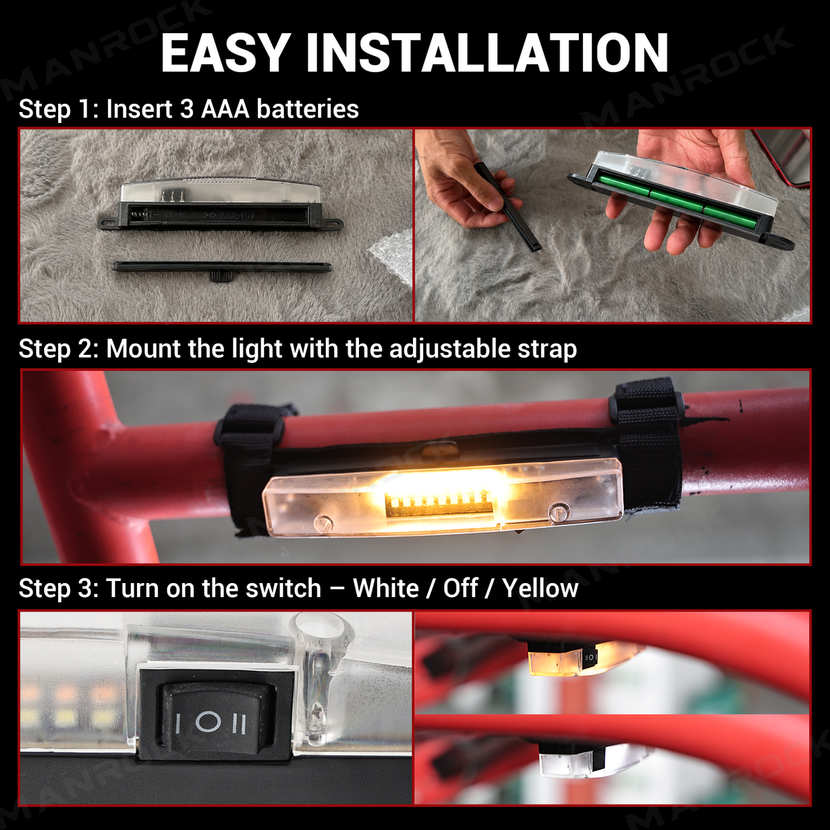 UTV ATV Magnetic Dome Light Roll Bar Mount Interior LED Lights Universal UTV Polaris / Can-Am / Honda / Kawasaki / CFMOTO