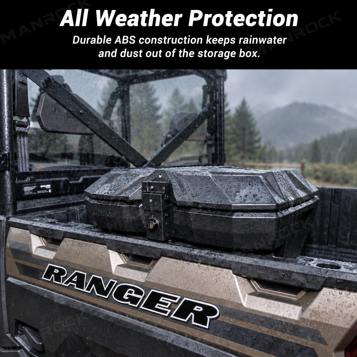 UTV Bed Storage Box Lockable Cargo Box 5.5-Gal for Polaris Ranger / General