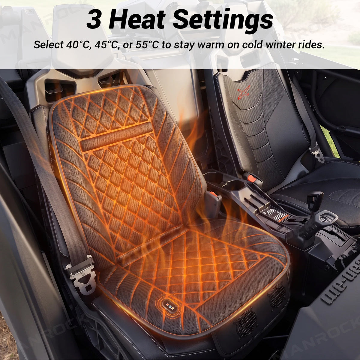 UTV 12V Heated and Ventilated Seat Cushion with Dual Fans, 5FT Power Cord Universal UTV Polaris / Can-Am / Honda / Kawasaki / CFMOTO