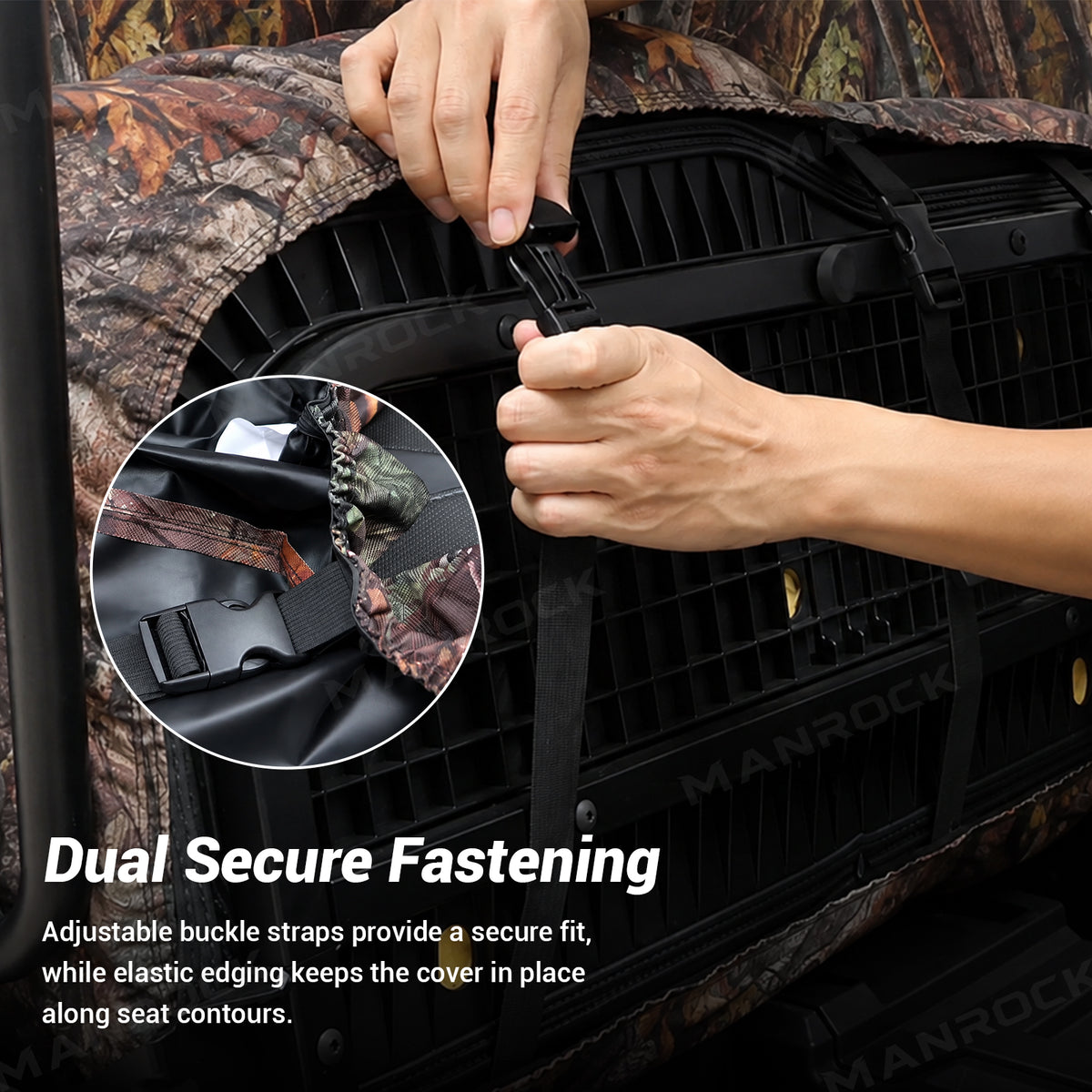 UTV Front Seat Covers 1680D Water-Resistant Camo Seat Protector for Polaris Ranger