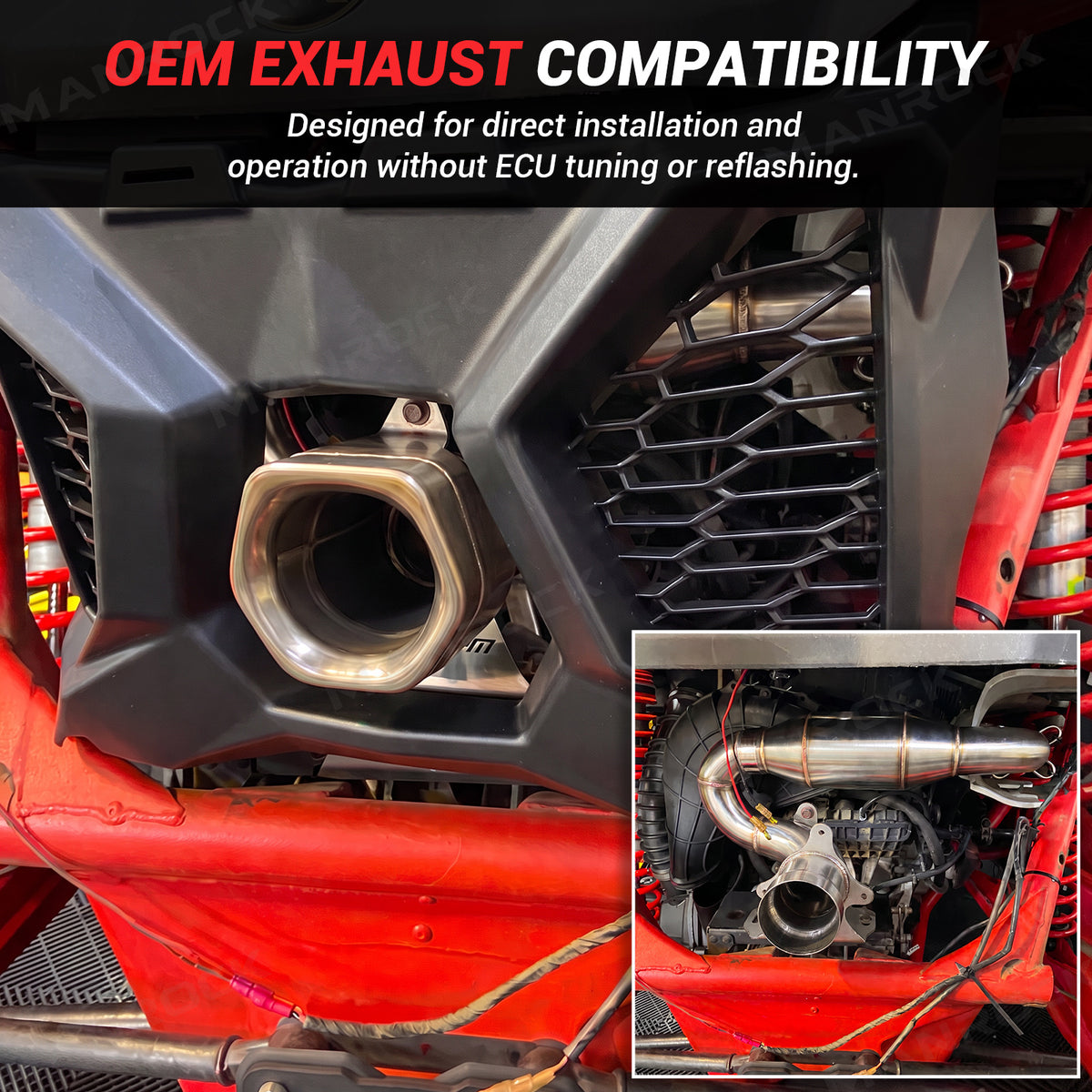 Stainless Steel Exhaust with Muffler, Rear Slip-On Exhaust Pipe for Can-Am Maverick X3