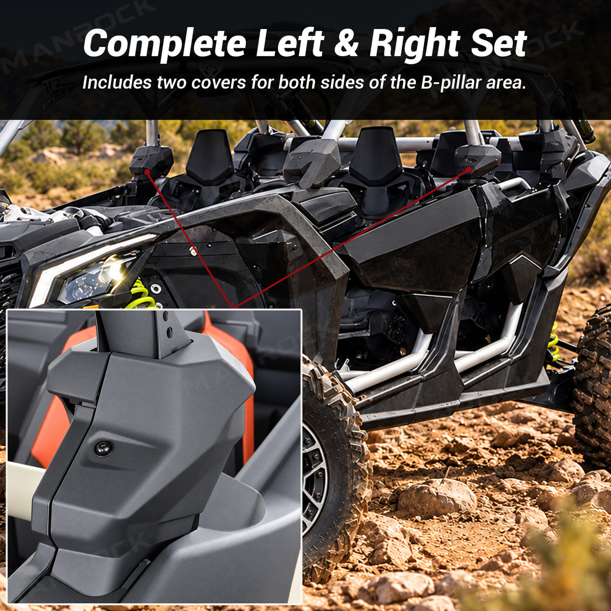 Central Roll Cage Trim Covers ABS B-Pillar Cover Replacement 2PCS for Can-Am Maverick X3 Max