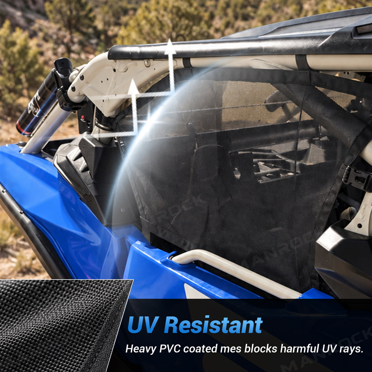 Window Nets PVC Mesh Upper Door Nets Sun Shade 4PCS for Can-Am Maverick X3 Max