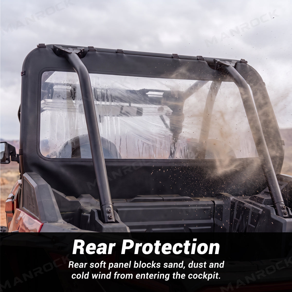 Soft Rear Windshield Clear PVC Roll-Up Rear Window Panel for Polaris RZR