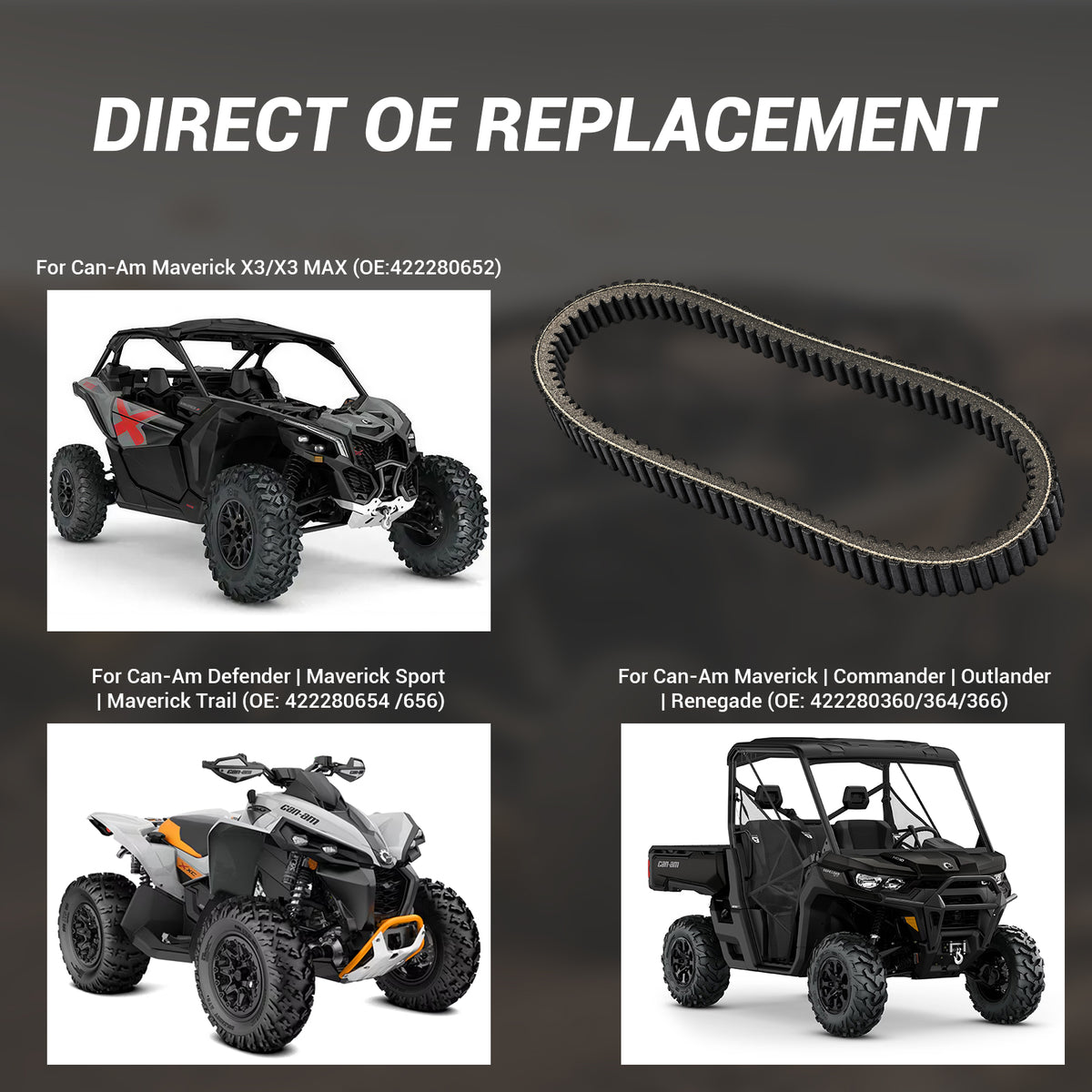 CVT Drive Belt OE Replacement Transmission Drive Belt for Can-Am Maverick X3 / Defender / Commander / Sport / Trail / Outlander / Renegade