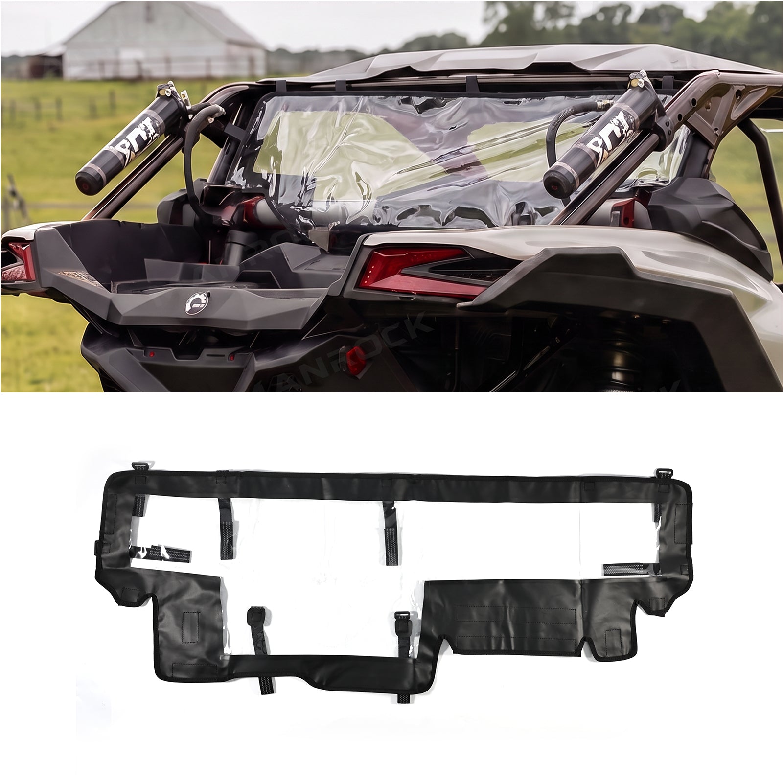 Soft Rear Windshield PVC Windscreen Rear Wind Cover for Can-Am Maverick X3 / X3 Max
