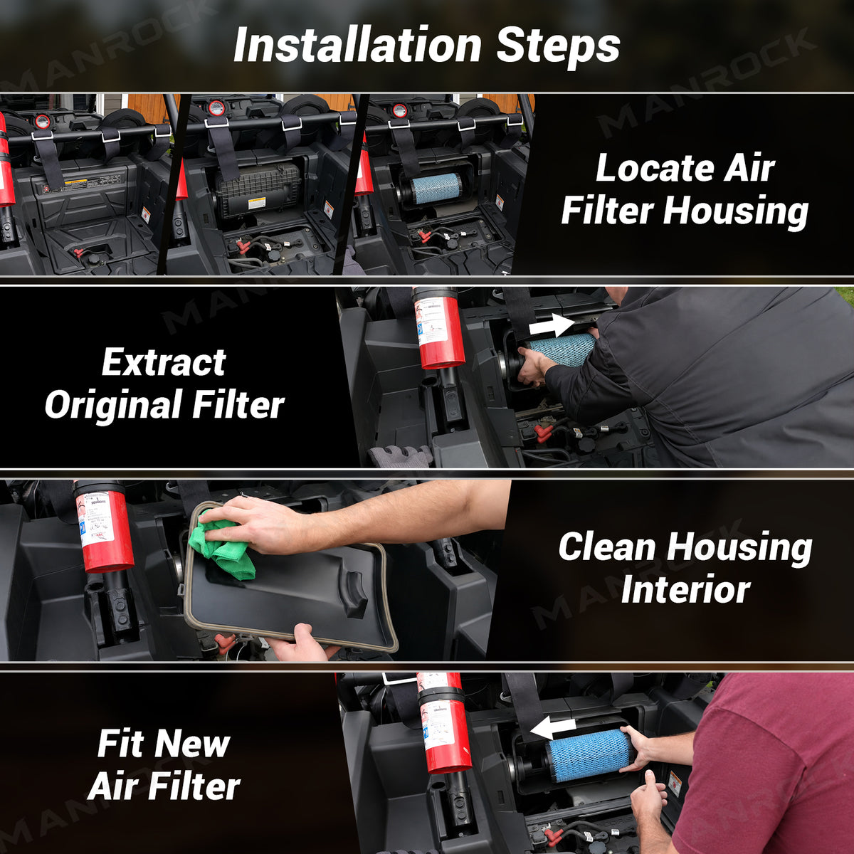 Air Filter Replacement Engine Intake Filter 2PCS for Polaris RZR