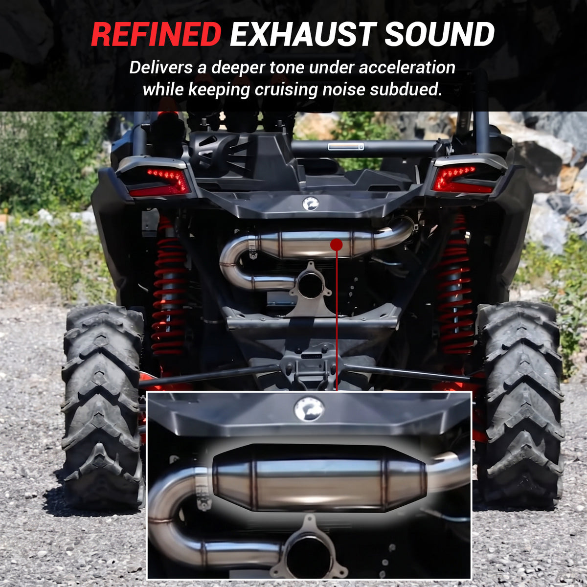 Stainless Steel Exhaust with Muffler, Rear Slip-On Exhaust Pipe for Can-Am Maverick X3