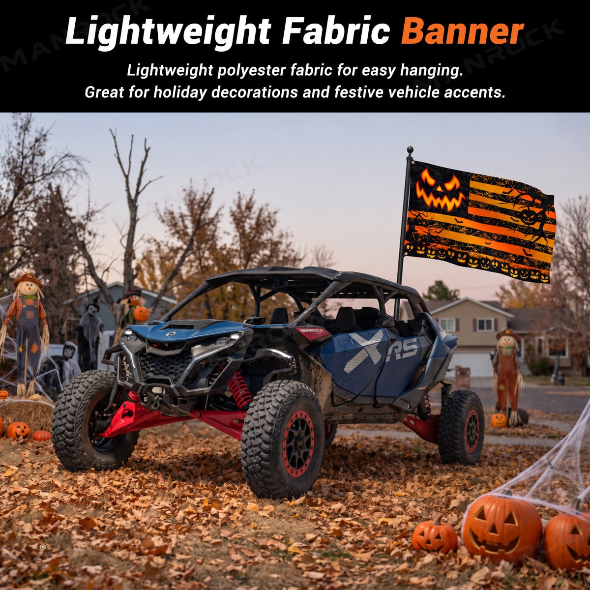 UTV ATV Halloween Flag Double-Sided Garden Flags with Pumpkin, Skull, Ghost Face Design Universal UTV Polaris / Can-Am / Honda / Kawasaki / CFMOTO