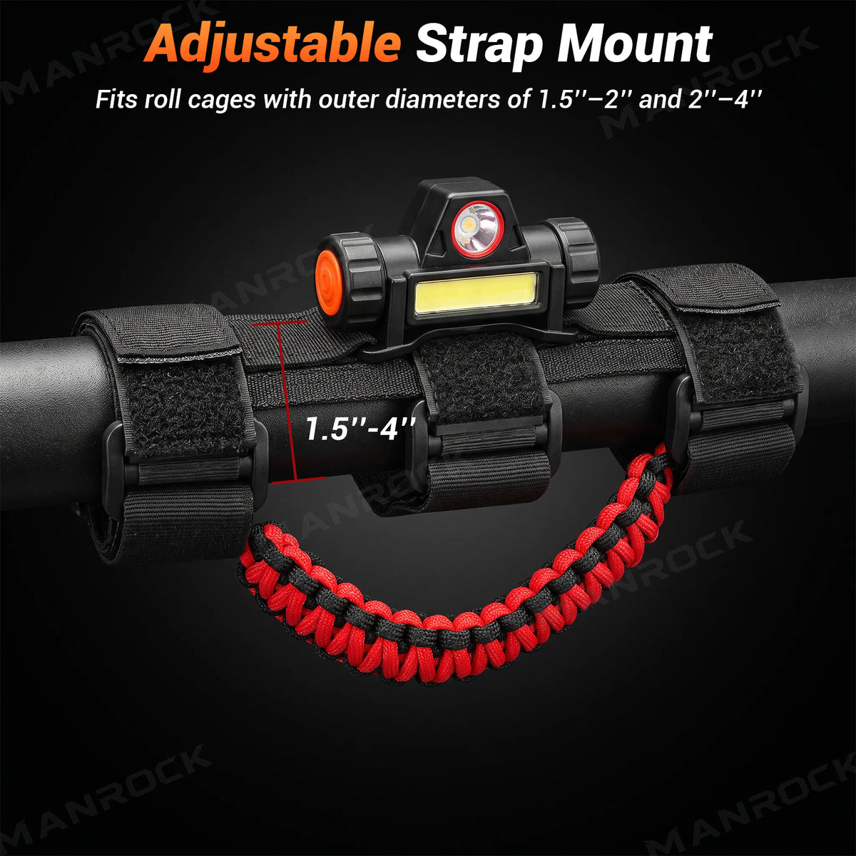 UTV Grab Handles with USB Rechargeable LED Lights Paracord Handle 2PCS Universal UTV Polaris / Can-Am / Honda / Kawasaki / CFMOTO