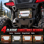 Christmas License Plate Frame, 7"x 4" Metal Motorcycle Tag Frame Universal UTV ATV Polaris / Can-Am / Honda / Kawasaki / CFMOTO