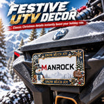 Christmas License Plate Frame, 7"x 4" Metal Motorcycle Tag Frame Universal UTV ATV Polaris / Can-Am / Honda / Kawasaki / CFMOTO