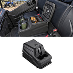 UTV Bench Seat Center Console Storage Box with Cup Holder Armrest for Polaris Ranger