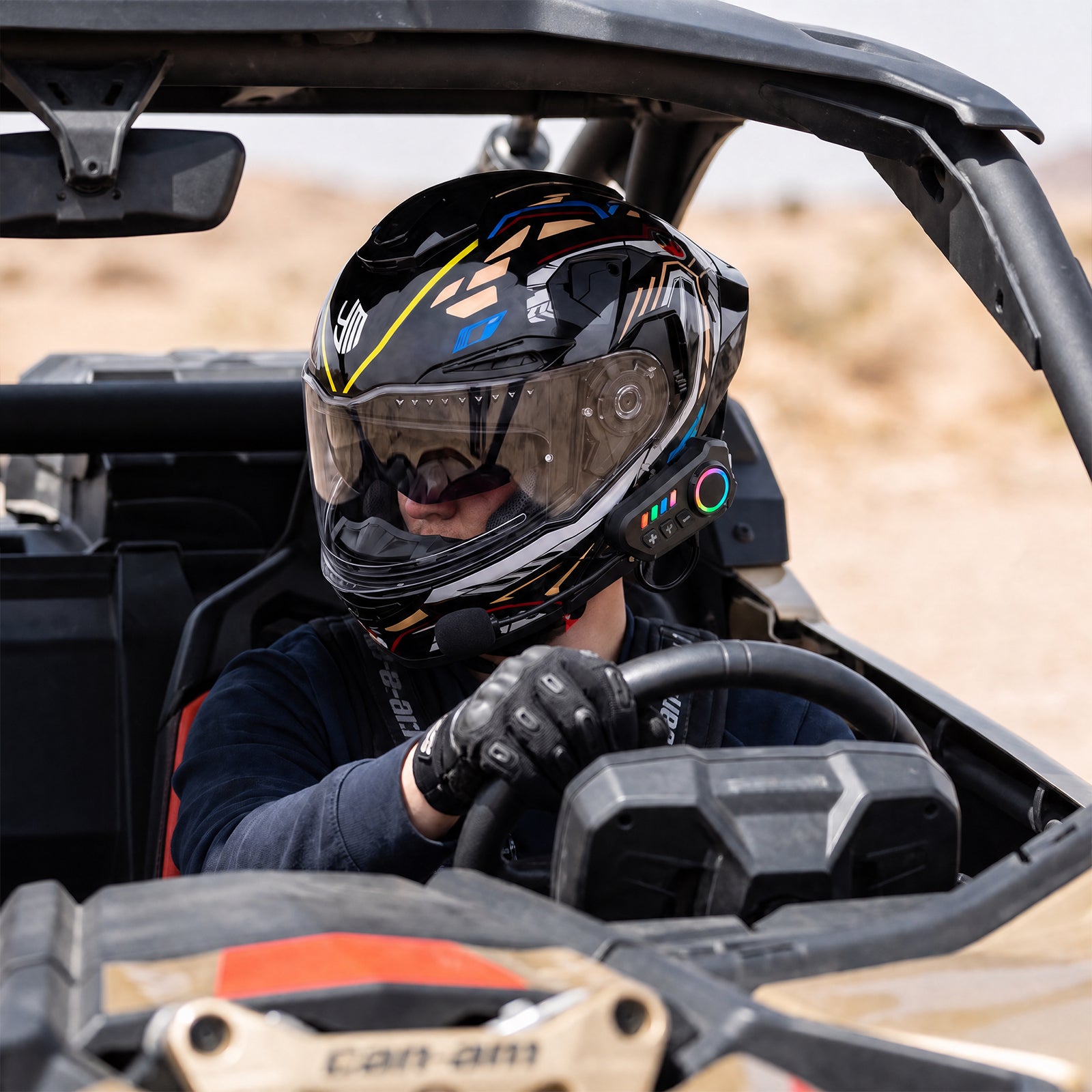 UTV ATV Helmets Full Face with Bluetooth Headset, Modular Motorcycle Helmets Most UTVs Polaris / Can-Am
