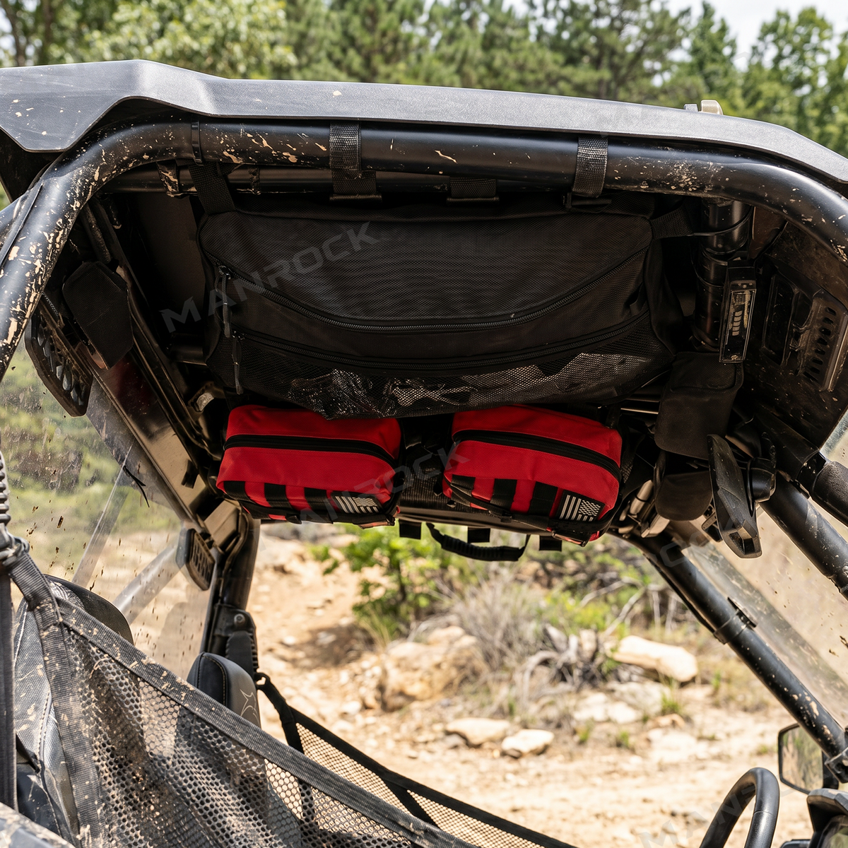 UTV Overhead Storage Bag Black Roof Cargo Bag for Polaris RZR 800 / 900
