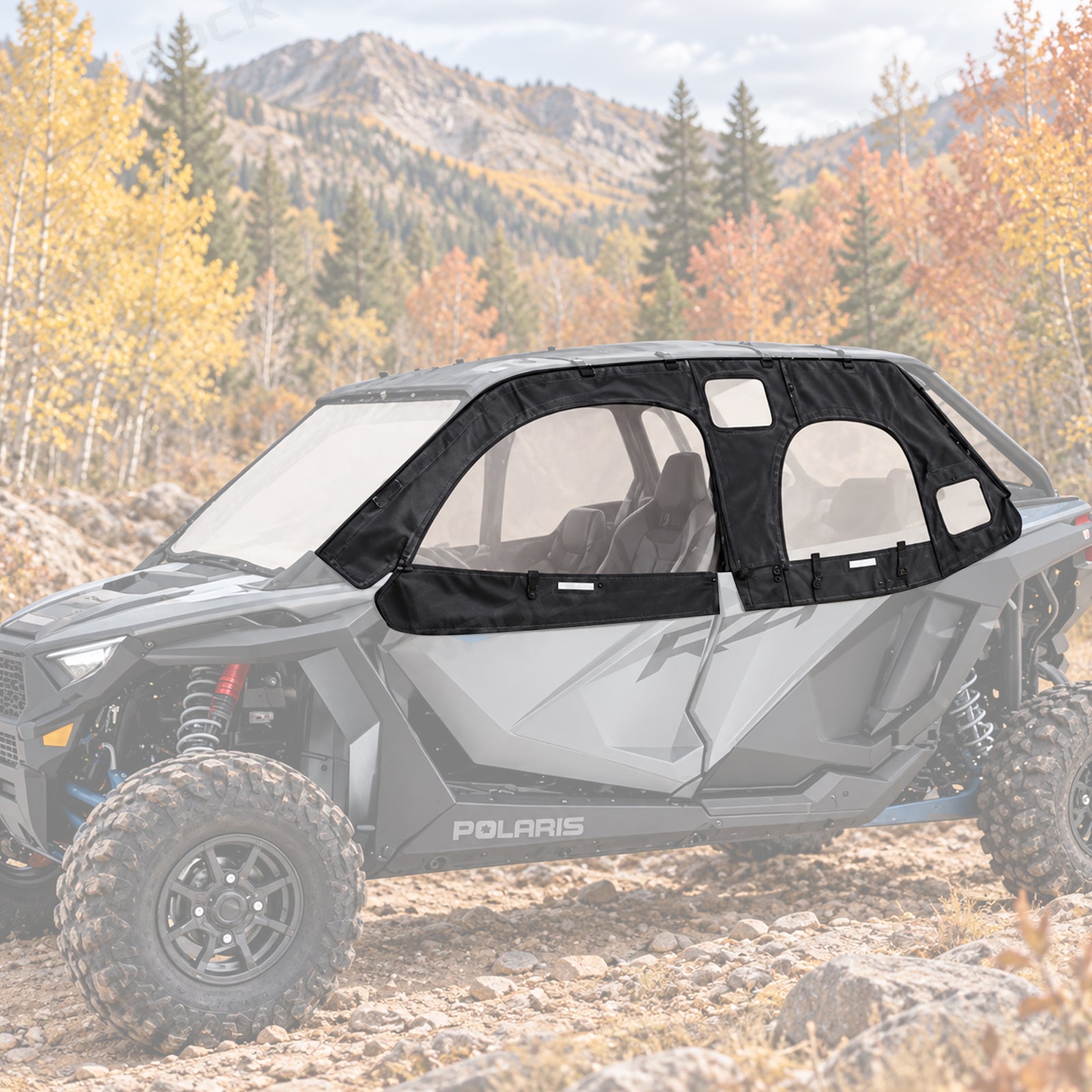 Soft Upper Doors PVC Cab Enclosure Side Windows with Zipper 2PCS for 4-Seat Polaris RZR
