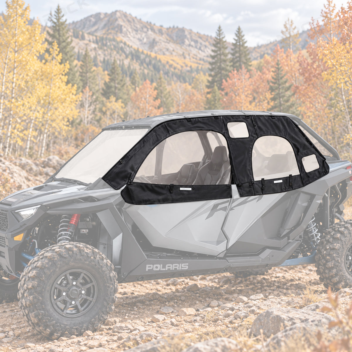 Soft Upper Doors PVC Cab Enclosure Side Windows with Zipper 2PCS for 4-Seat Polaris RZR