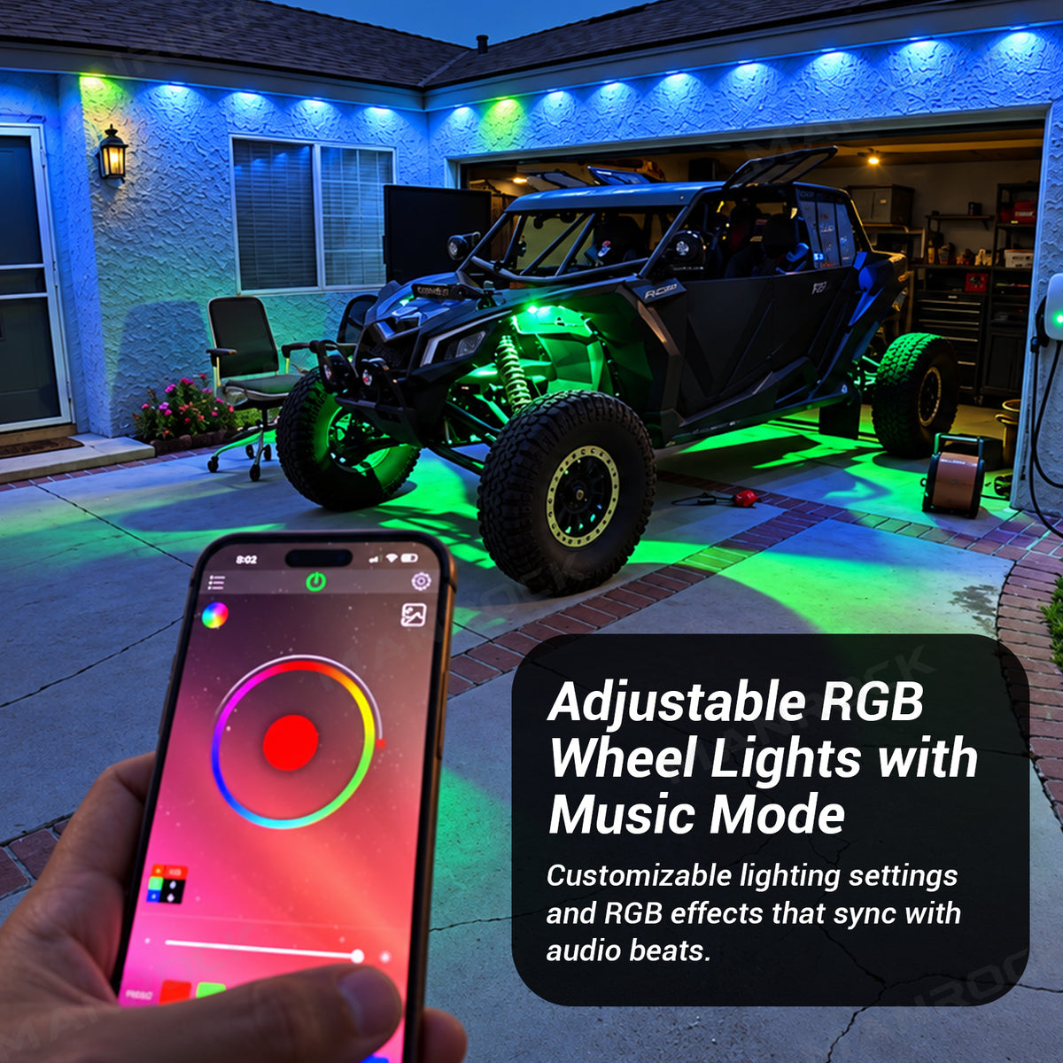 UTV ATV LED Rock Lights RGB Underglow Lights Wheel Well Lights Universal Fit for Polaris / Can-Am / Honda / Kawasaki / CFMOTO