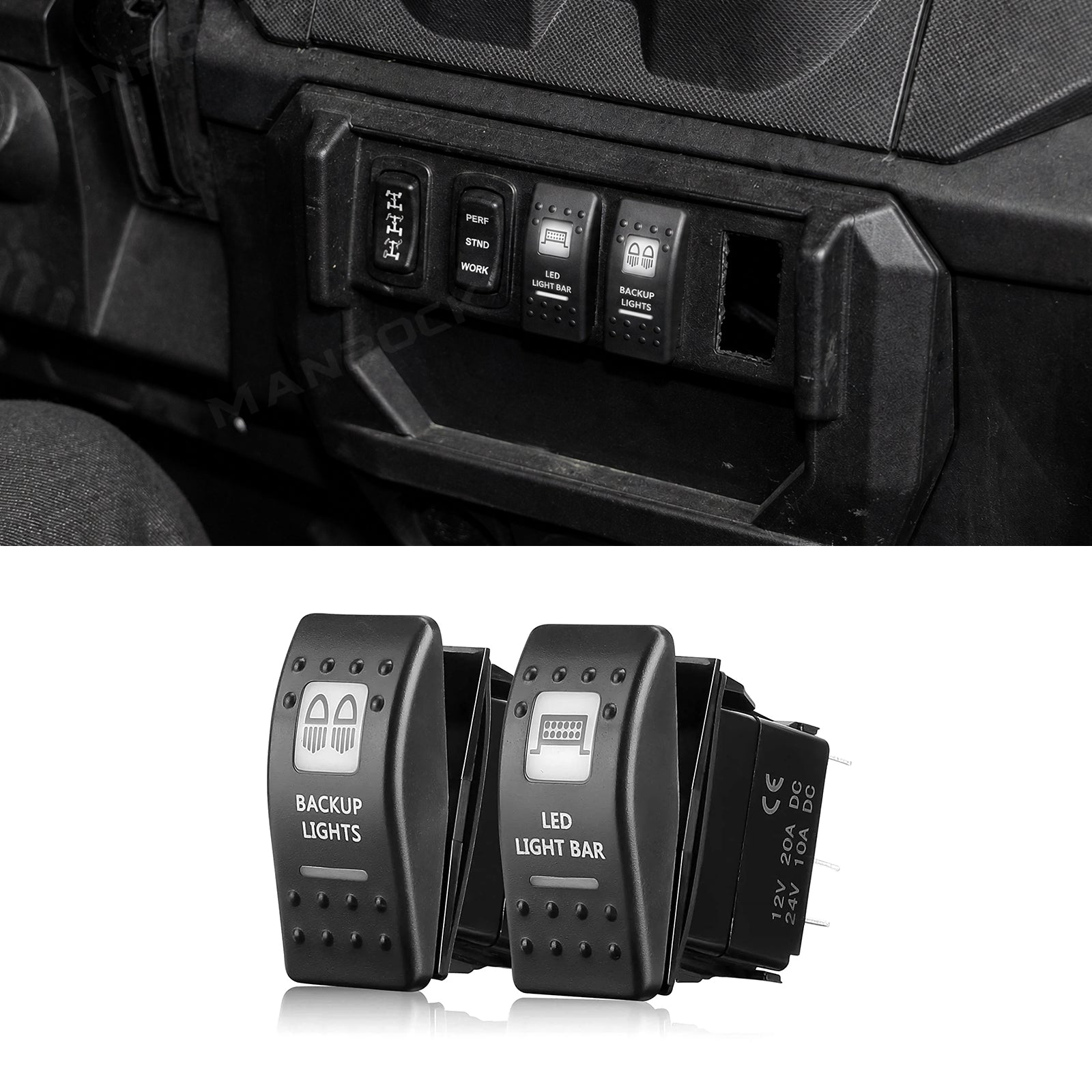 UTV ATV 5 Pin Rocker Switch LED Light Bar & Backup Lights Rocker Switches Universal for Polaris / Can-Am / Honda / Kawasaki / CFMOTO