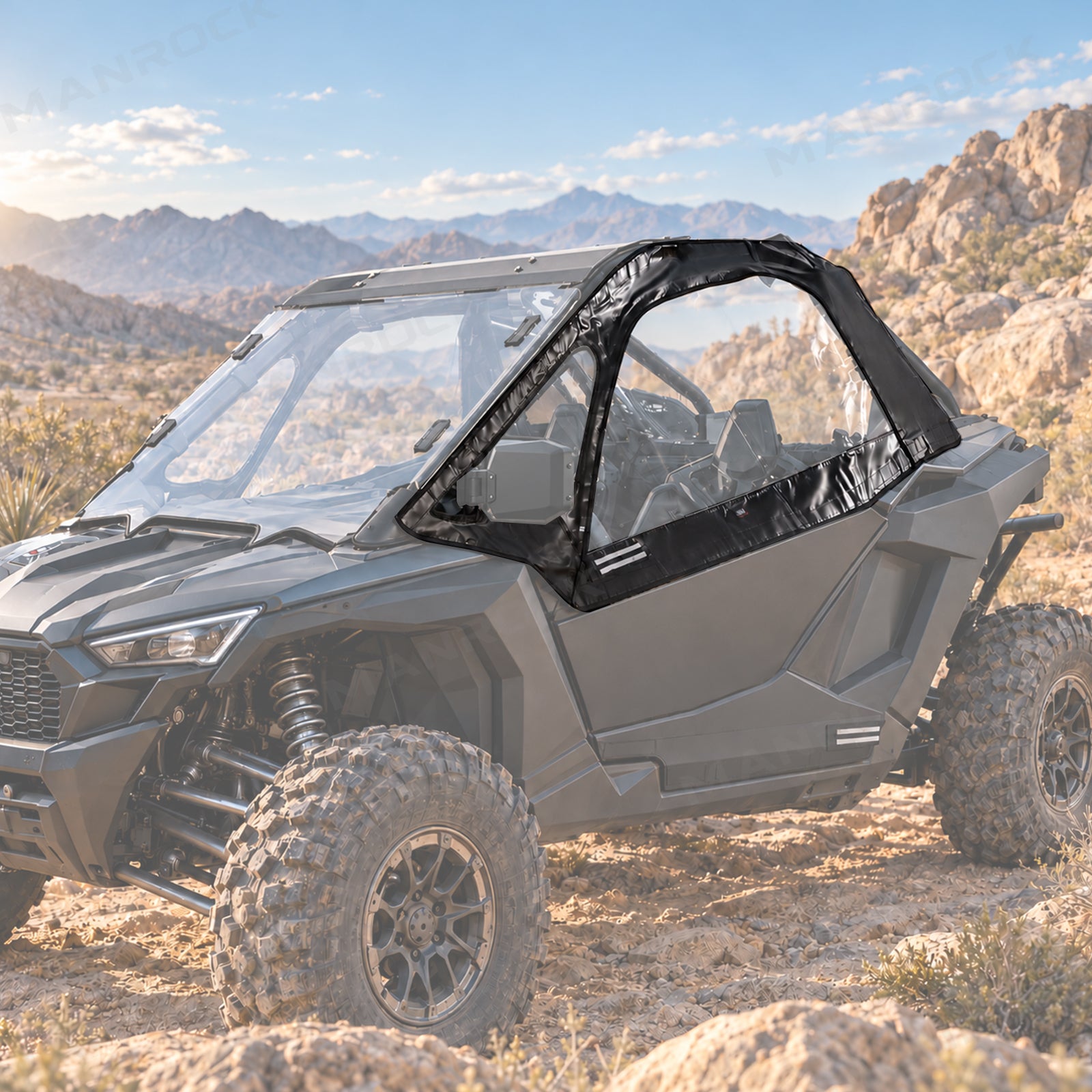 Soft Upper Doors PVC Cab Enclosure Side Windows with Zipper 2PCS for 2-Seat Polaris RZR