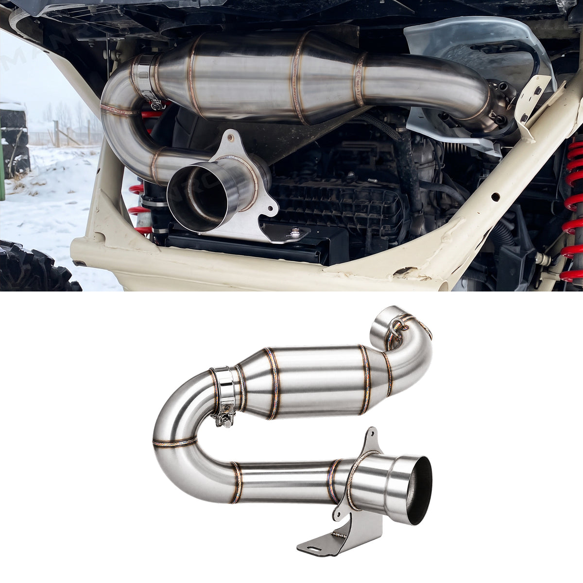 Muffler Delete Pipe Stainless Steel Straight Pipe, Race Exhaust Pipe for Can-Am Maverick X3