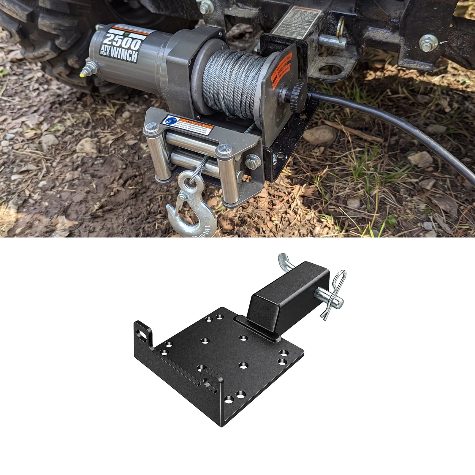 UTV ATV Winch Mounting Plate with 2" Hitch Receiver Universal UTV Polaris / Can-Am / Honda / Kawasaki / CFMOTO