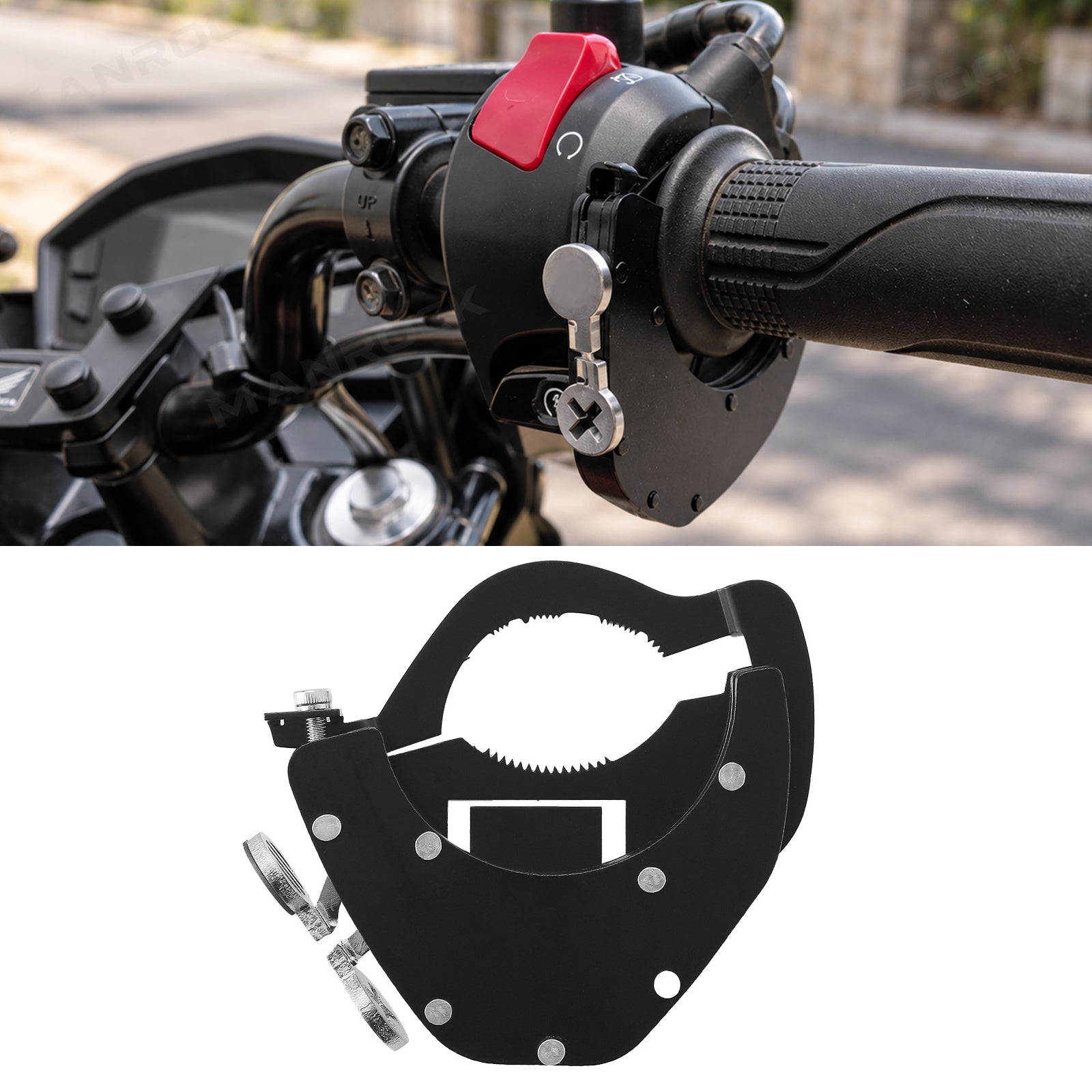 Motorcycle Throttle Lock Cruise Control Throttle Assist with Top / Bottom  Kit, Universal Motorcycle & ATV