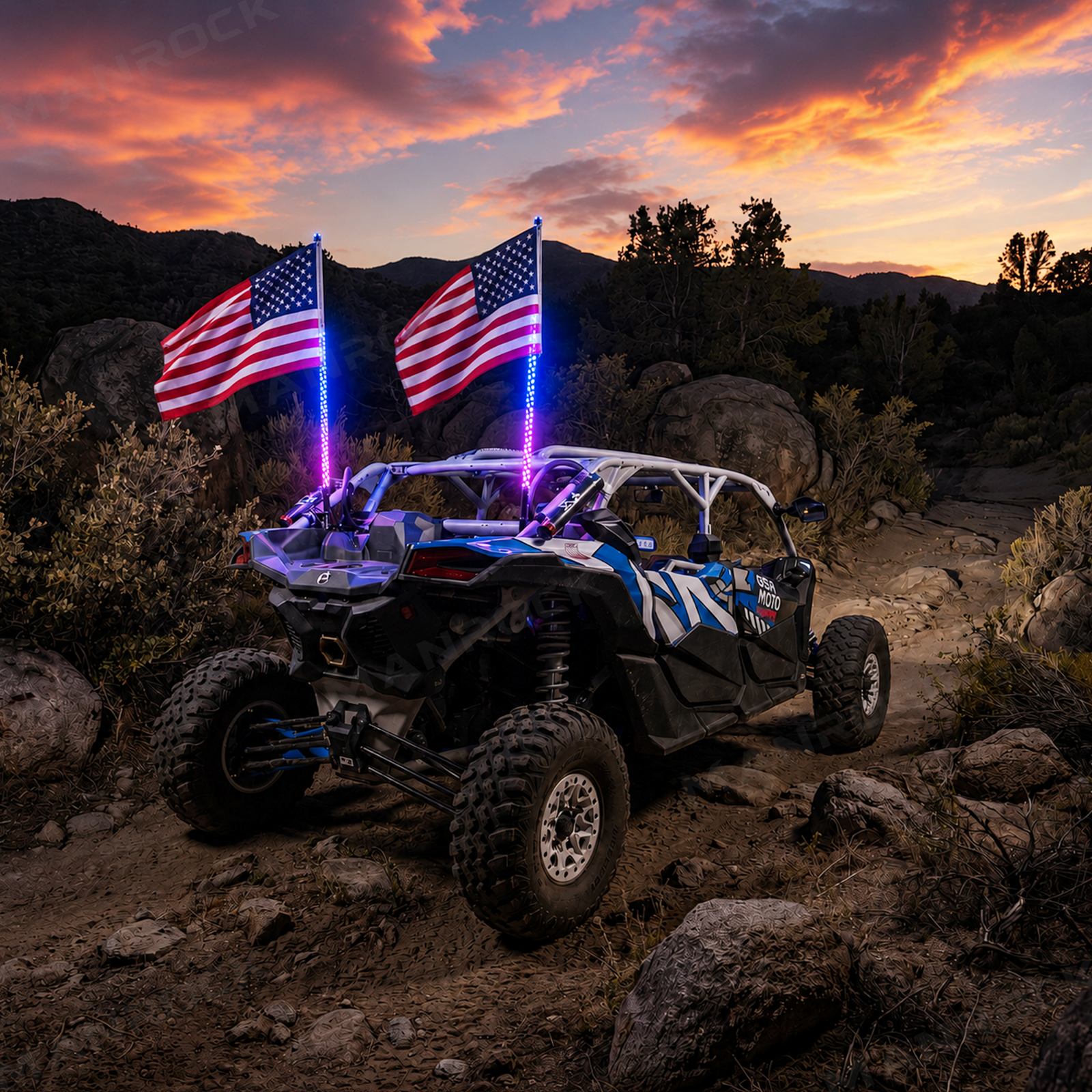 UTV / ATV Whip Lights RGB LED Flag Pole Light Universal Fit for Polaris / Can-Am