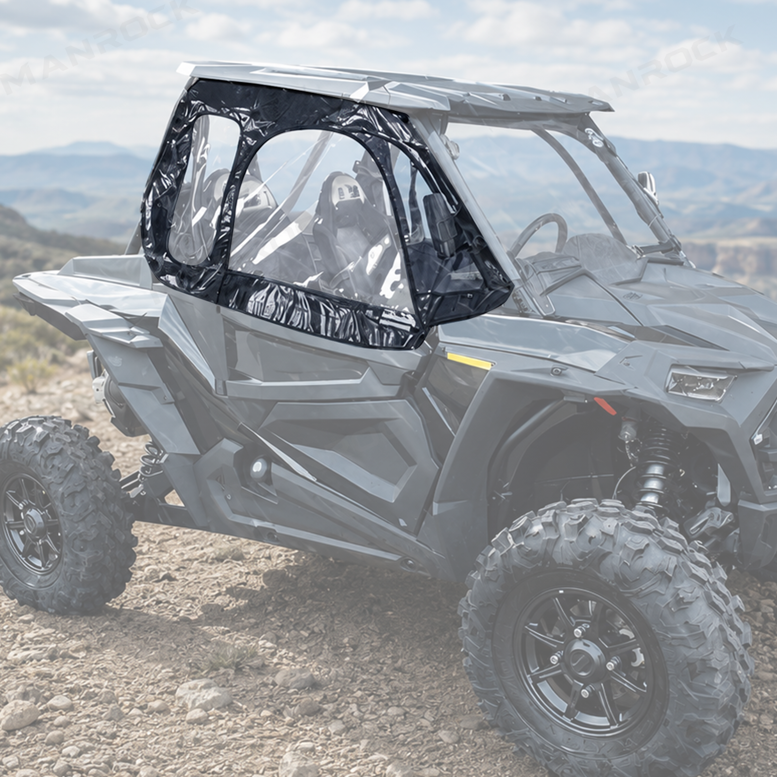UTV Soft Cab Enclosure Upper Doors with Zipper Side Windows 2PCS for Polaris RZR