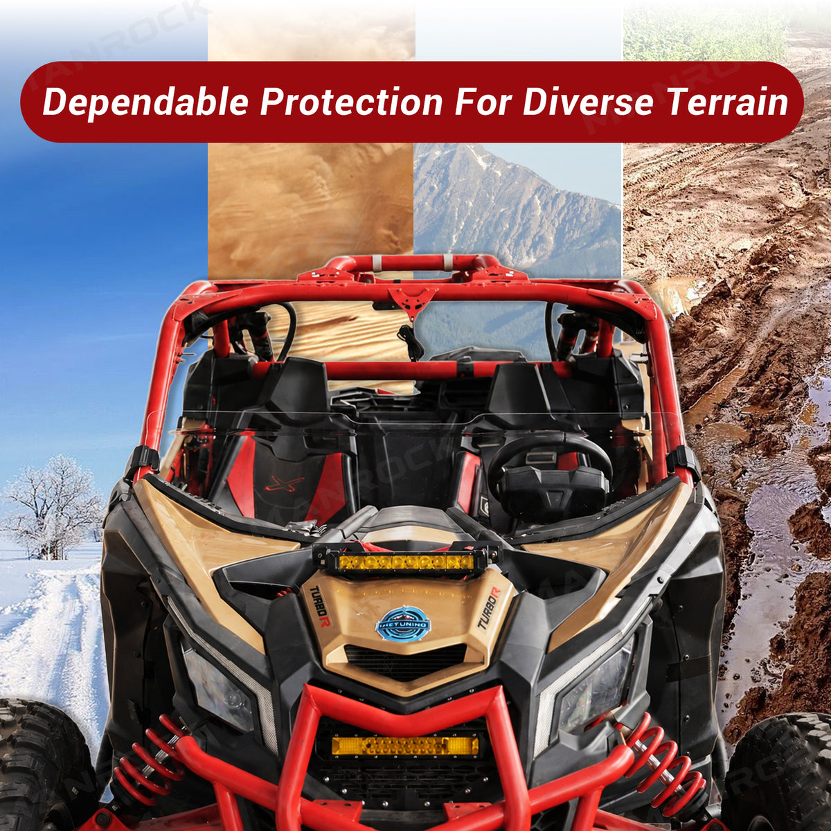 UTV Front Half Windshield Clear Polycarbonate for Can-Am Maverick X3 / X3 Max