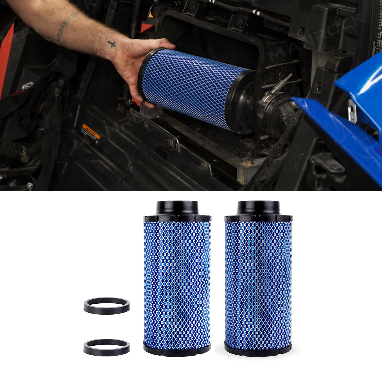 Air Filter Replacement Engine Intake Filter 2PCS for Polaris RZR
