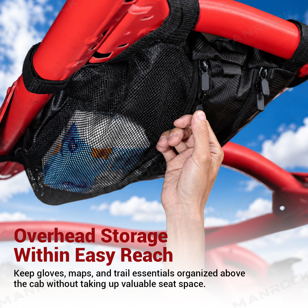 UTV Overhead Storage Bag Black Roof Cargo Bag for Polaris RZR 800 / 900