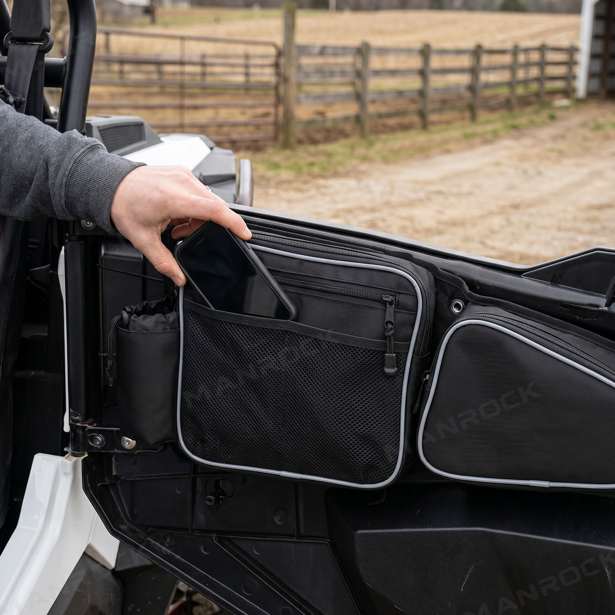 UTV Door Bags Side Storage Bags 2PCS with Knee Pad for Polaris RZR