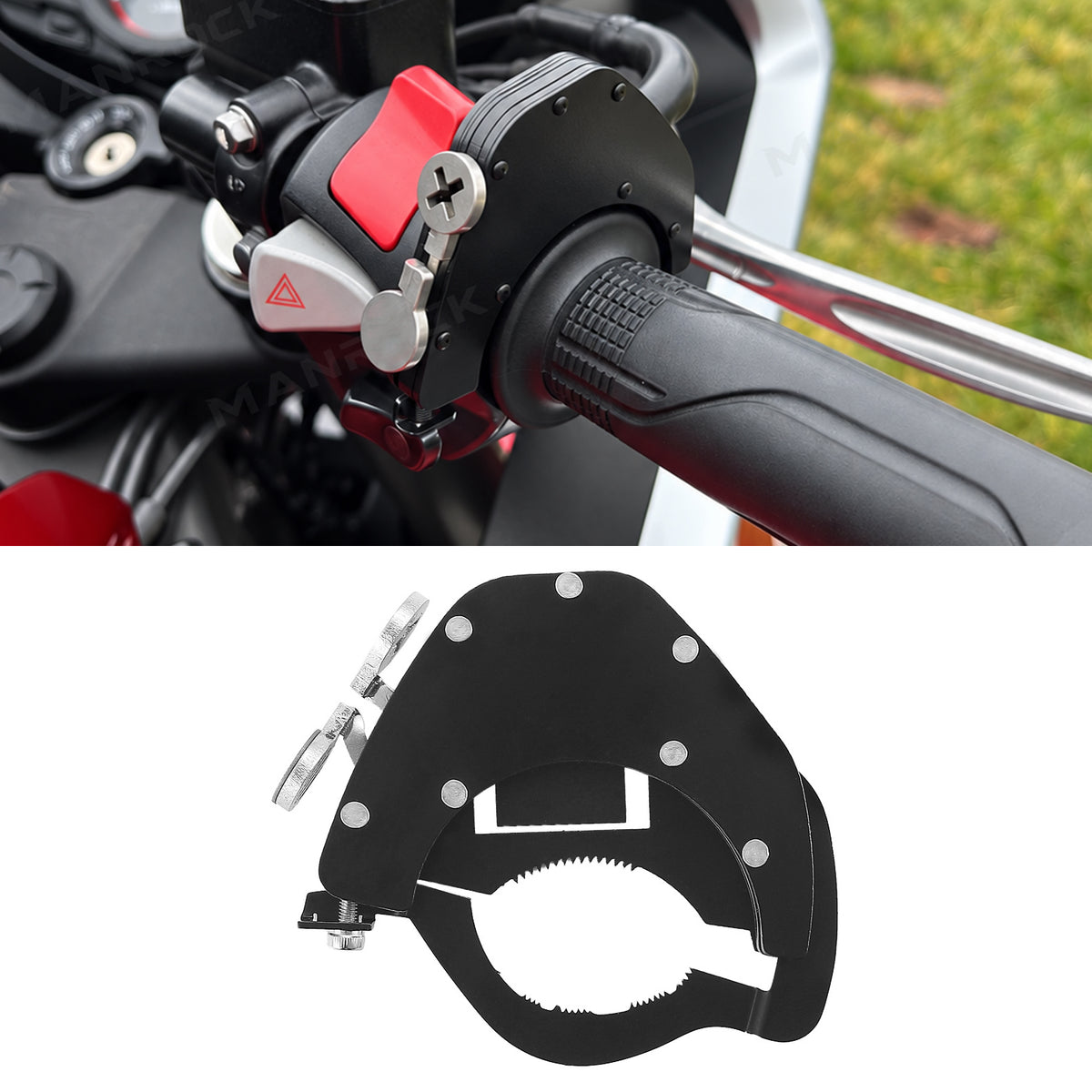Motorcycle Throttle Lock Cruise Control Throttle Assist with Top / Bottom  Kit, Universal Motorcycle & ATV