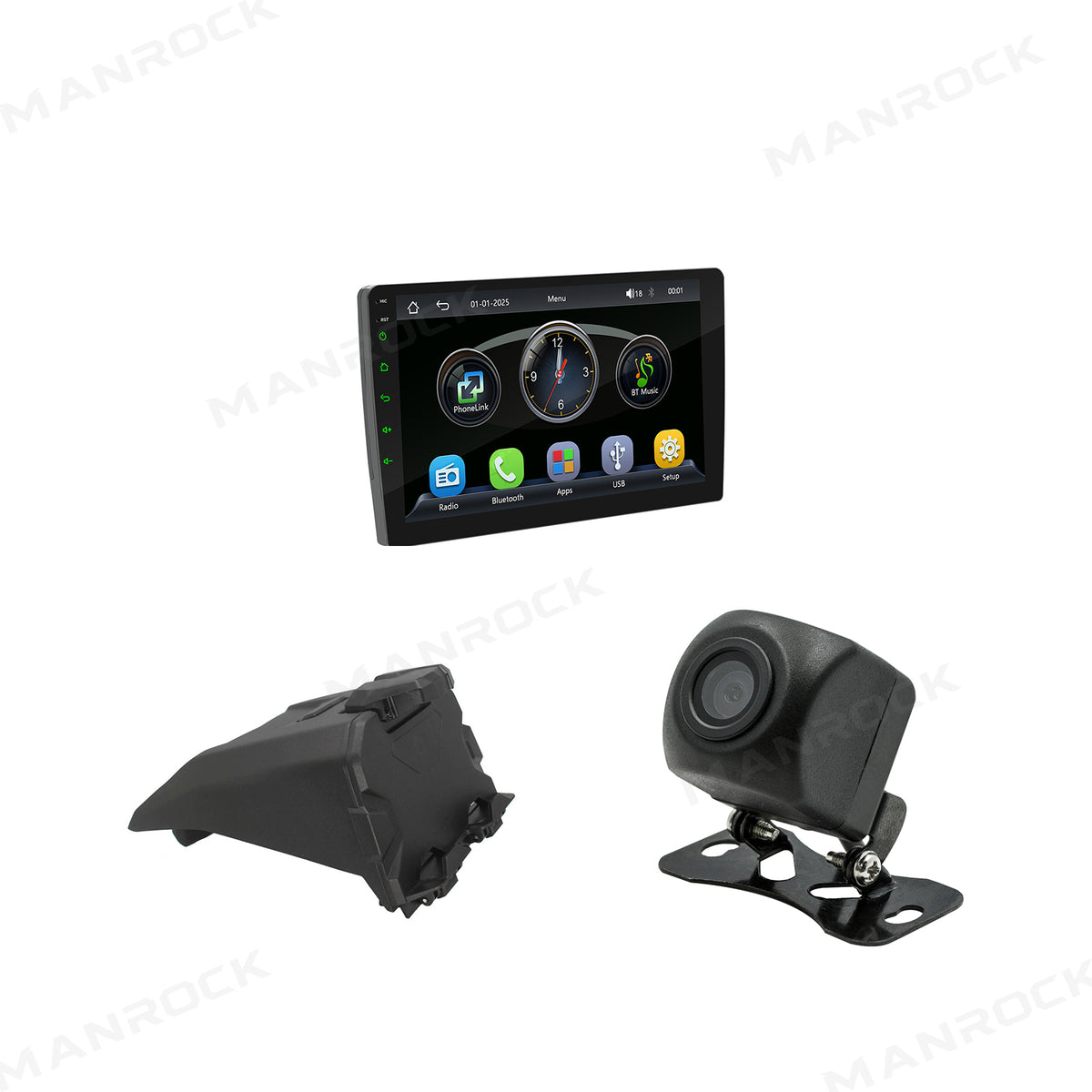 Manrock 10" CarPlay Stereo Kit with AHD Backup Camera and Dash Mount with Storage Box for Can-Am Maverick X3 / X3 MAX