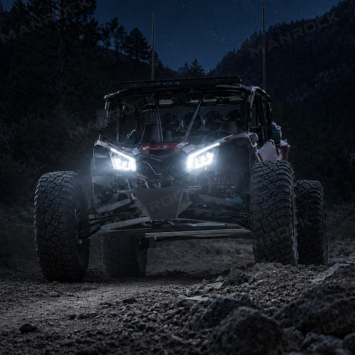Manrock LED Headlights Assembly Front Headlamp Replacement 2PCS for Can-Am Maverick X3 / X3 Max
