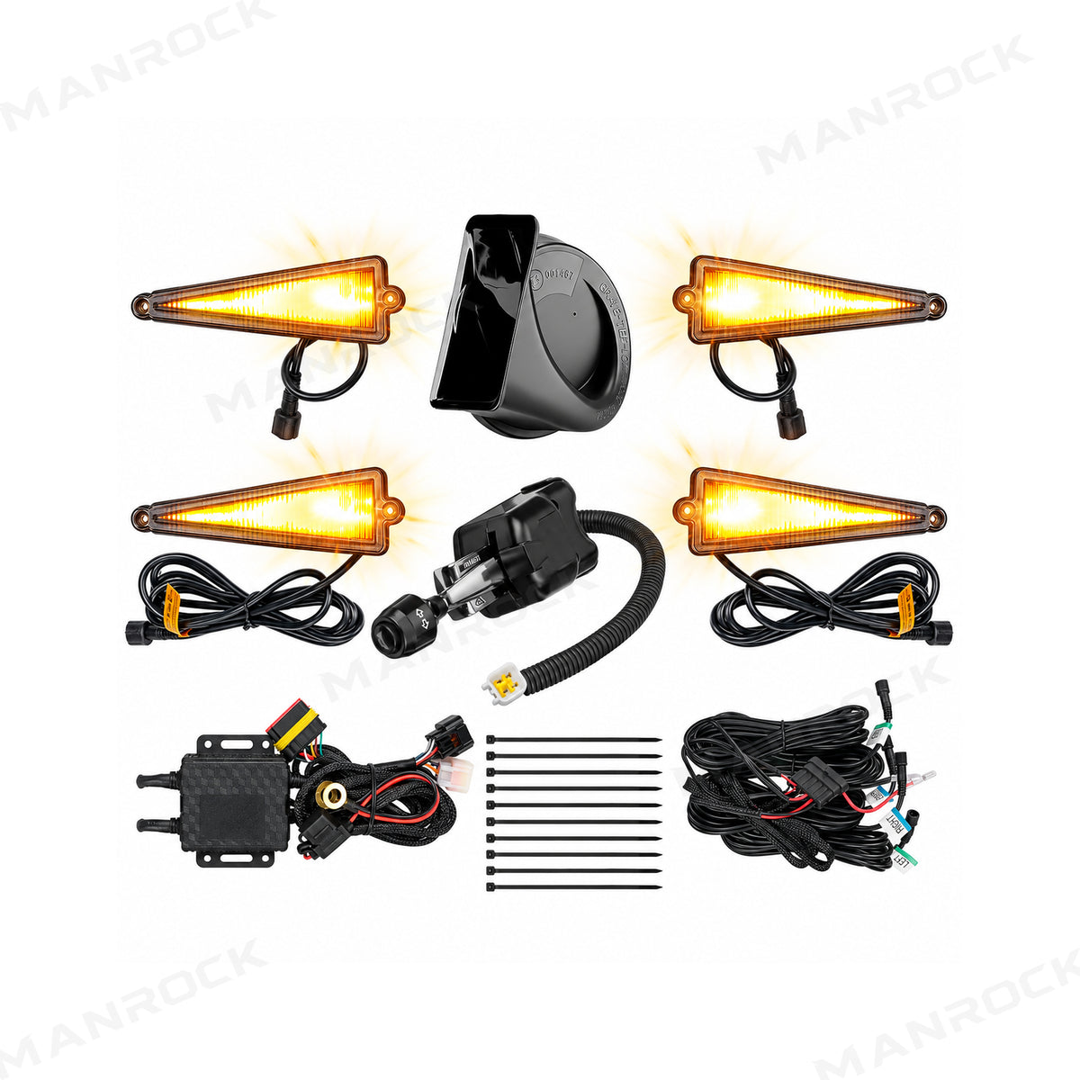 UTV Turn Signal Kit with 110dB Horn, 12V Amber LED Triangle Lights & Column Switch Universal UTV Polaris / Can-Am / Honda / Kawasaki / CFMOTO