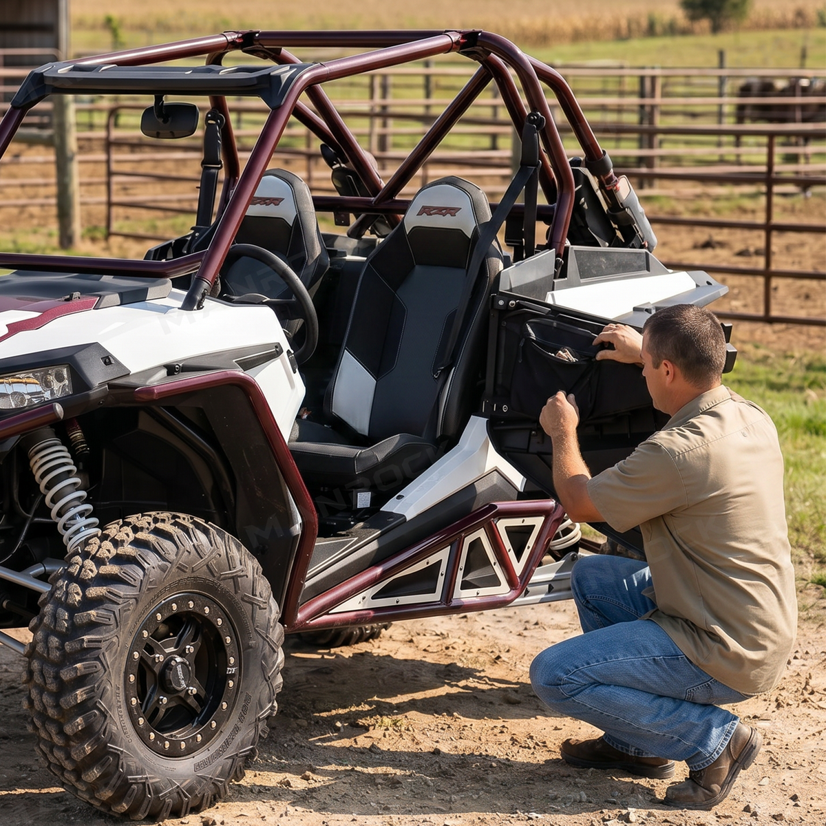 UTV Door Bags Side Storage Bags 2PCS with Knee Pad for Polaris RZR