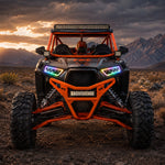RGB Halo Kits LED Headlight Assembly Angel Eyes Halo Ring 2PCS for Polaris RZR