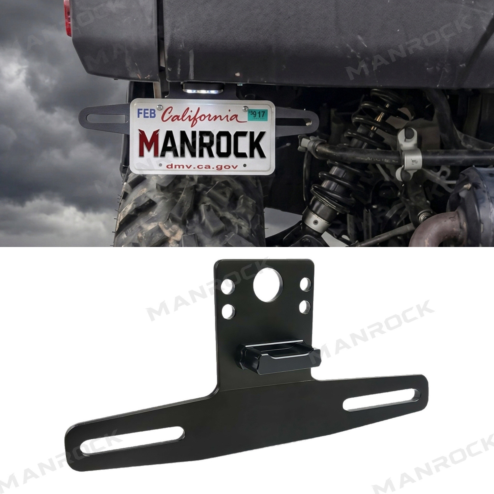LED License Plate Holder with Light License Plate Bracket Universal Fit for UTV / ATV