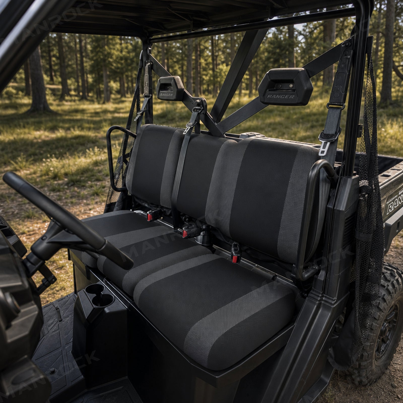 UTV Front Seat Covers 1680D Water-Resistant Camo Seat Protector for Polaris Ranger
