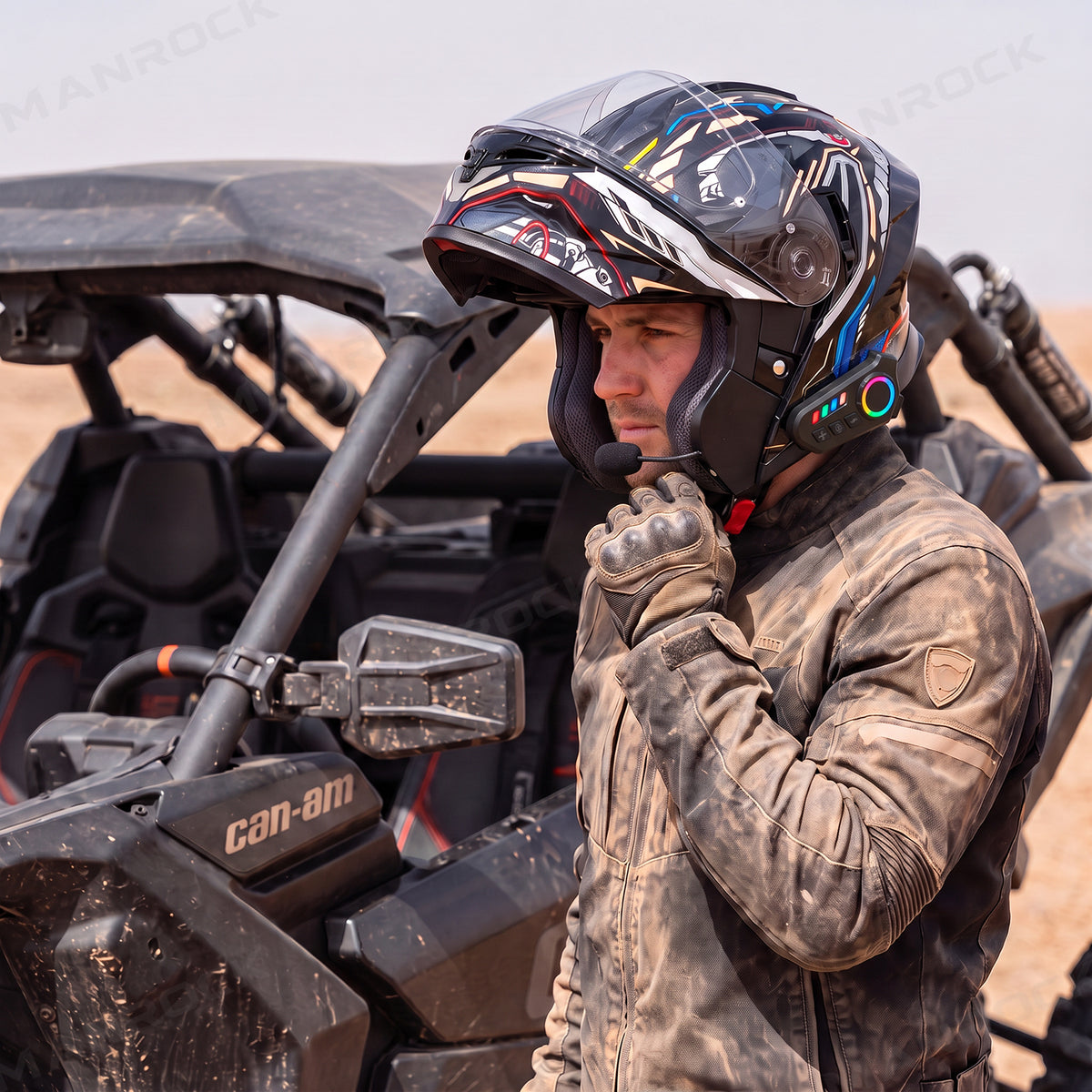 UTV ATV Helmets Full Face with Bluetooth Headset, Modular Motorcycle Helmets Most UTVs Polaris / Can-Am