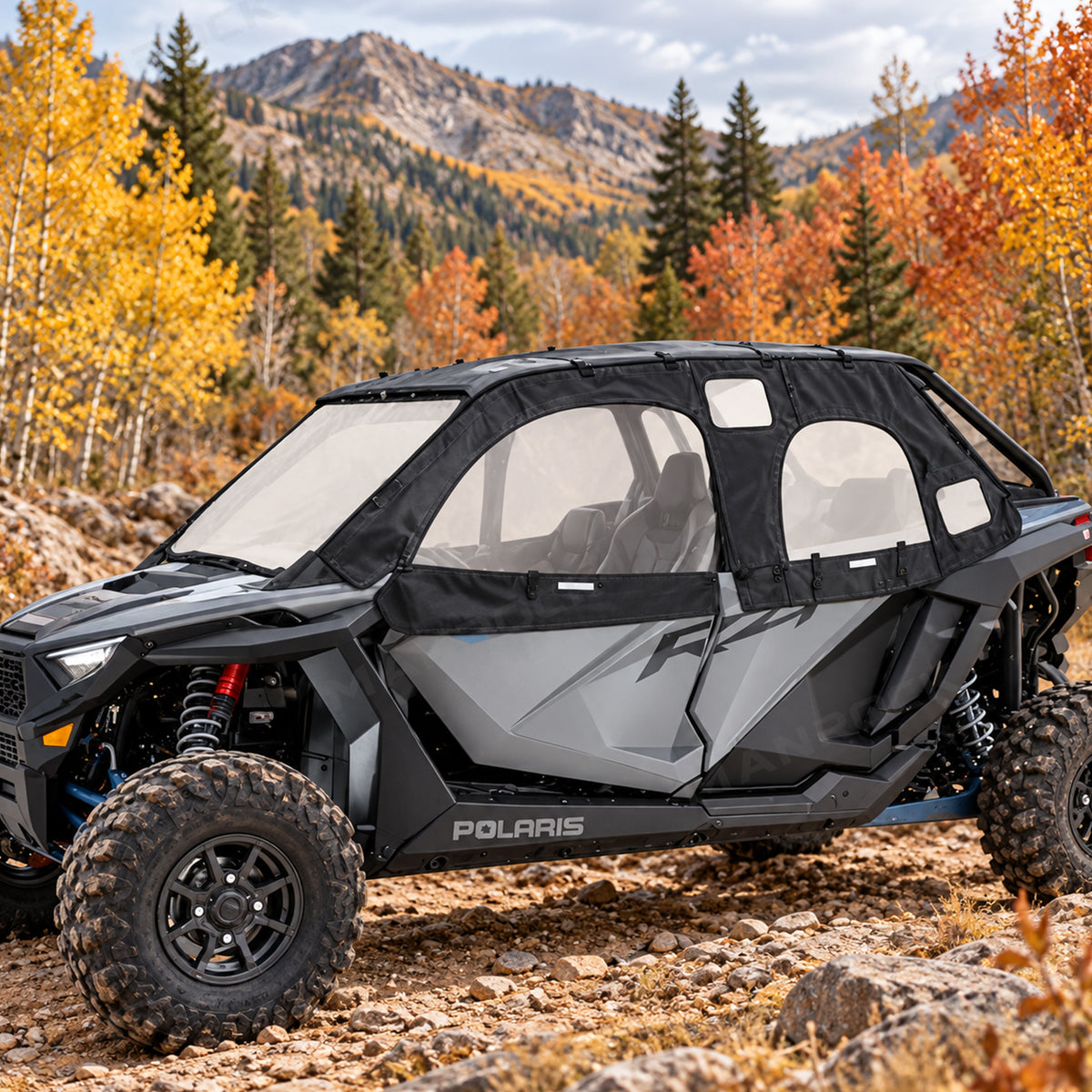 Soft Upper Doors PVC Cab Enclosure Side Windows with Zipper 2PCS for 4-Seat Polaris RZR