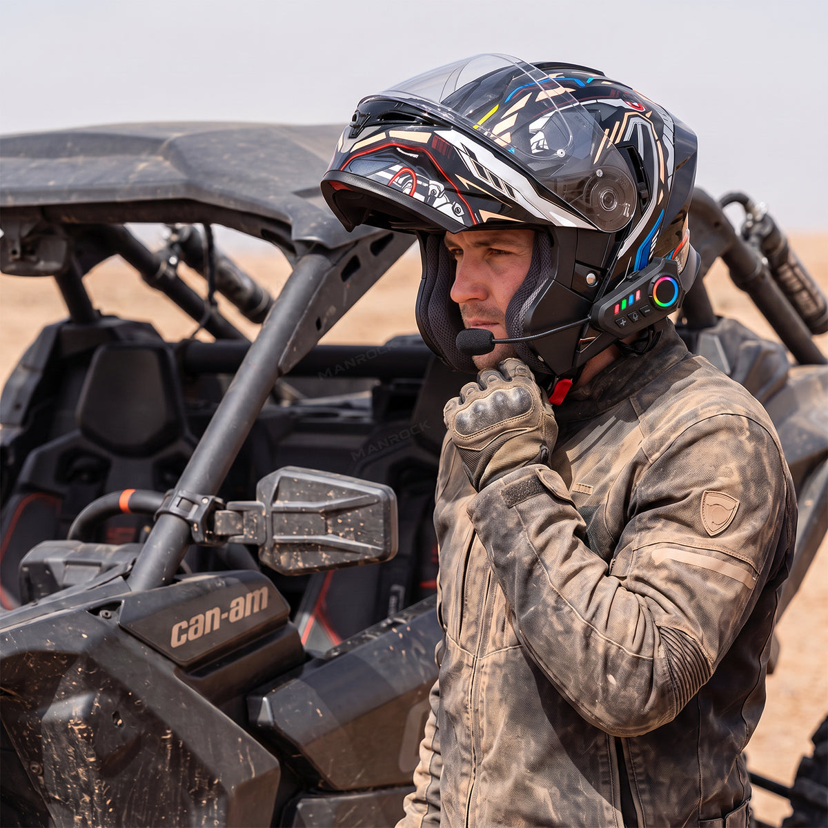 UTV ATV Helmets Full Face with Bluetooth Headset, Modular Motorcycle Helmets Most UTVs Polaris / Can-Am