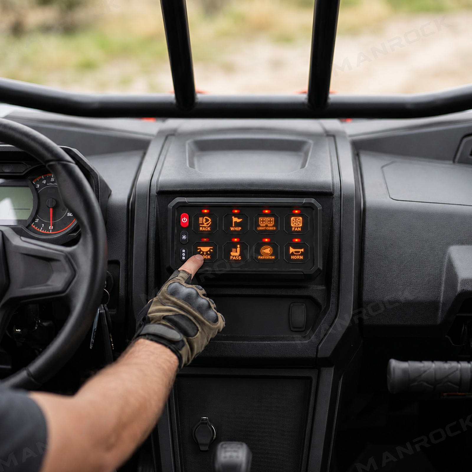 8 Gang Switch Panel RGB Circuit Control Relay System Universal Fit for UTV / ATV
